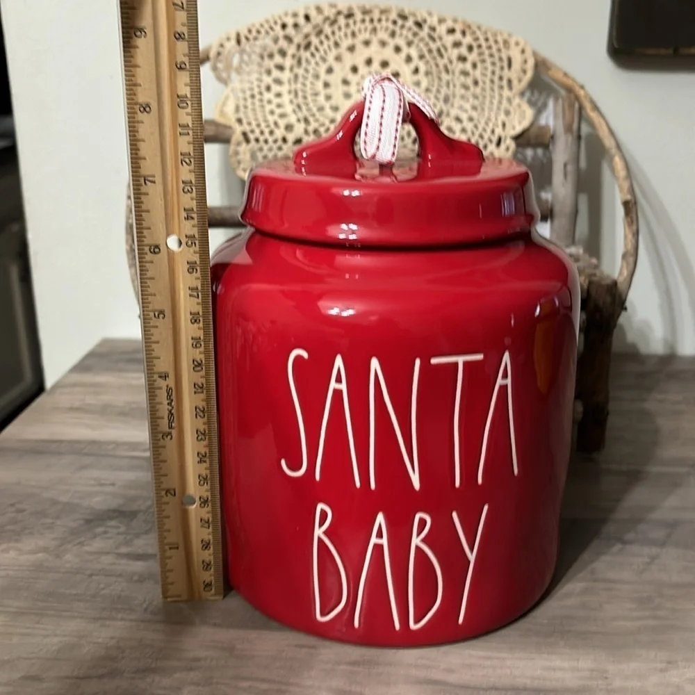 NWT Rae Dunn SANTA BABY LARGE CHUBBY CERAMIC CHRISTMAS CANISTER COOKIE JAR